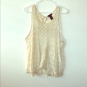 Lace Button Closure Tank Top